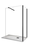 Paroi de Douche d'Angle à l'italienne en Verre Transparent 8MM - Cadre Noir 80x100