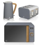 Swan Nordic Triple Pack - 1.7L Kettle & 4 Slice Toaster & 20L Microwave Grey