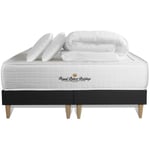 Royal Palace Bedding - Ensemble matelas sommier Windsor 180 x 200 cm - Couleur : Noir avec 2 oreillers et couette