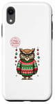 Coque pour iPhone XR Pull Moche de Noël Hibou Festif avec guirlandes de Noël