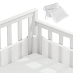 Vicloon Tour de Lit Bébé Cabane, Tour de Lit pour Bébé Doublure en Maille 3D sans Danger pour la Circulation De L'air pour Lit Bébé Convient à Tous Les Types de Berceaux (Blanc)