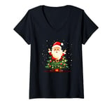 Womens Santa Claus Meets the Christmas Tree for Holiday Magic V-Neck T-Shirt