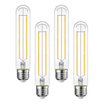 ANWIO E27 Clear Tube Light Bulbs, 7W Edison Long Test Tube Filament Bulbs 60W Incandescent Bulb Equivalent, Vintage T32 LED Light Bulbs Screw, 2700K Warm White,806LM,Non-Dimmable,(4 Pack)