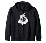 Punjab Map With Khanda For Punjabi Men Women Kids Zip Hoodie