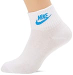 Nike U NK NSW EVRY Essential Ankle Chaussettes Mixte Adulte, White/lt Photo Blue, FR : L (Taille Fabricant : L)