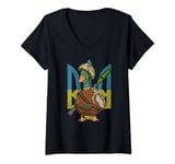 Womens Military Duck Combat Bird Ukrainian Secret Army Sarcastic V-Neck T-Shirt