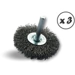 Kibros - Brosse circulaire métallique sur tige ø 60 mm Fil acier dur - Quantité x 3 - ø 60 mm - Ep. 8 mm - Acier dur