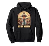 He Is Rizzin Rizzen Parody Risen Religious Bike Riding Retro Pullover Hoodie