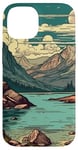 Coque pour iPhone 14 Rocky Mountain Lake Vintage Paysage graphique