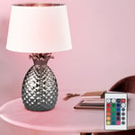 RGB LED Lampe de Table Télécommande Ananas Design Argent Récolte Blanc Dimmable