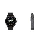Fossil Smartwatch Gen 6, Acier Inoxydable Ton Noir avec Bracelet en Maille d'acier Inoxydable Ton Noir, FTW4066 + Bracelet en Silicone de 22mm pour Homme