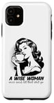 Coque pour iPhone 11 Café humoristique rétro sage femme avec citation inspirante esthétique