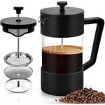 Jusch - Cafetière à Piston, French Press 1000 ml,Carafe Française pour Café Filtre,Cafetière(Noir)