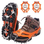 WIN.MAX Crampon Antidérapent Crampons Neige et Glace Crampon pour Chaussure 19 Dents Crampons avec Acier sans Soudure Protection pour la Neige Les Randonnées la Chasse et la Marche (Jaune, XL)