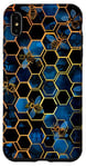 Coque pour iPhone XS Max Coque de téléphone motif géométrique bleu avec abeilles sur noir