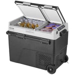 VEVOR Réfrigérateur Portable 58 L, Mini Frigo de Voiture su Roulettes 12 V, Glacière à Double Zone Température Réglable -20 °C à 20 °C, Congélateur à Compression pour Maison Camion Bateau Camping