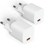 SURNICE 20W Rapide Chargeur 2 Pack Prise USB C, 20W PD 3.0 Type C Prise Secteur Mural Type C Alimentation Adaptateur Phone 14/13/12/11/x/8, Samsung, Xiaomi, Huawei Téléphones Universel Charger