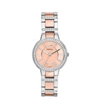 Fossil Montre pour Femmes Virginia, Mouvement à Quartz, Boîtier en Acier Inoxydable Argenté de 30 mm avec Bracelet en Acier Inoxydable, Es3405