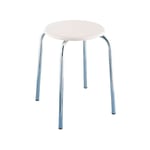 Tabouret rond Salle de Bain , siège de douche Exclusif Wenko pour la cuisine ou salle de bains, pieds antidérapant, Acier-MDF, 32x42,5x32cm,