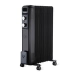 9 Fin Oil Filled Radiator 2000W Electric Portable Heater 3 Heat Thermostat Black