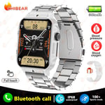 2024 Uusi 1.95 Outdoor Military Man Smart Watch Miesten Bluetooth Call Smart Watch Miesten Android Ios Ip68 Vedenpitävä Ftiness Kellot_Silver steel belt_Outdoor Military