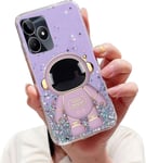 Case Paillettes Pour Oppo Realme C53 Astronaute Béquille Coque,Bling Astronautes Pliant Supporter Silicone Flexible Housse Étui De Potection