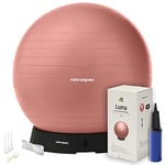 Retrospec Luna Exercise Ball, Base & Pump/Ball & Pump with Anti-Burst Material - Fitness Gym Swiss Ball - Perfect for Balance, Stability, Yoga, Pilates, Pregnancy & Birthing - 65cm - Rose