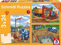 SCHMIDT - 3 24 Piece Puzzles with poster On the construction site -  - SCM56200