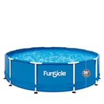 FUNSICLE, Piscine Tubulaire, Hors Sol, Ronde Activity Pool, Ø3,66M X 91cm, pour 6 Personnes, Livrée avec épurateur à Cartouche, Cartouche Filtre Type D, échelle de sécurité (Marches Amovibles), Bleue