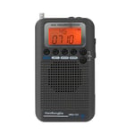 HanRongDa HRD-737 Portable Radio Avion Bande Récepteur FM/AM/SW/CB/Air/VHF Radio Bande Mondiale avec Écran LCD Réveil - Type Black