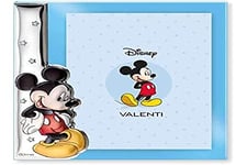 VALENTI & CO. Disney Baby - Mickey Mouse - Cadre photo en argent et applications 3D en couleur pour table ou table de chevet pour chambre d'enfant, parfait comme idée cadeau de baptême ou