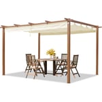 Primeyard Pergola 3x4 m pavillon avec toit rétractable - construction en acier aspect bois