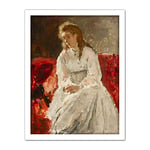 Artery8 Alfred Stevens Woman In White C1872 Painting Artwork Framed Wall Art Print 18X24 Inch