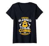 Womens Stressed Blessed True Crime Private Investigator Detective V-Neck T-Shirt