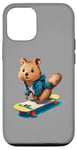 Coque pour iPhone 13 Pro Skateboard Quokka mignon Skateboard Simple Skater Fun Fan