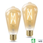 4lite WiZ Connected E27 Amber Filament Smart Bulbs 2 Pack