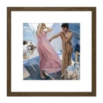 Joaquin Sorolla Y Bastida After Bathing Valencia 8X8 Inch Square Wooden Framed Wall Art Print Picture with Mount