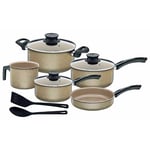 Tramontina Paris 10 Piece Cookware Set Saucepan Frying Pan Casserole Glass Lids