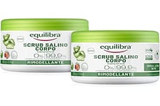 Equilibra Corpo, Scrub Salino remodelant, Scrub Corps exfoliant avec Aloe Vera, Lissage et Nutre la Cuir, Mélange de Sels Marins à Action Anti-eau, Huiles Naturels et extraits légumes, 2 pièces de 600 g