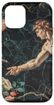 Coque pour iPhone 12/12 Pro Noir Art Déco Floral Michel-Ange Création Of Adam Sixtine