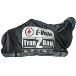 TranZbag E-Velo bike transport bag, e-bike transport protection for 26" to 29+" wheels (foldable, minimal pack size, shoulder strap, universal use, double zipper), Black