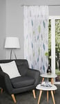 HOMEbasics 41462 Paolo Rideau à Galon fronceur Transparent imprimé | (Bleu/Vert, 145 x 140 cm)