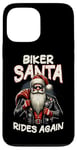 Coque pour iPhone 13 Pro Max Biker Santa Rides Again Funny Xmas Cool Moto Rider