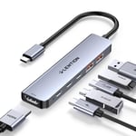 LENTION Hub USB C avec HDMI 4K@60Hz, Transfert de Données 10Gbps avec 2 USB C et 2 USB 3.2 Gen2, PD 100W, pour Windows PC, Mac, iPhone 15, etc (CE37 Gris)