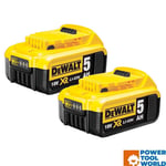 DeWalt DCB184X2 18v 5Ah Li-Ion XR Slide Battery Twin Pack