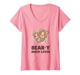 Womens Cute BEAR-Y MUCH LOVED Mom Baby Bear Mother & Baby Matching V-Neck T-Shirt