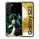 Cokitec Coque Renforcée en Verre Trempé pour Samsung Galaxy S23 Manga My Hero Academia Deku