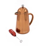 La Cafetière 2pc Coffee Set with Copper Havana 8-Cup Double Walled Cafetière and Red Battery Milk Frother