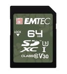 EMTEC - Carte Mémoire SD UHS-I U3 V30 Outdoor ECMSD64GXCU3OR - Résistance à l’Eau IPX7 - pour Caméra Extérieure et Drône - Vidéos Full HD, 4K UHD - 64Go/GB