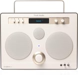 Enceinte Design Portable Autonomie 10h - Enceinte Bluetooth Puissante 50W - Haut Parleur Exterieur Etanche - Préampli Intégré pour Guitare et Platine Vinyle - Beige